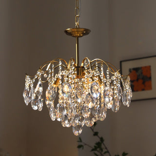 French romantic chandelier gold plated amber crystal ceiling
