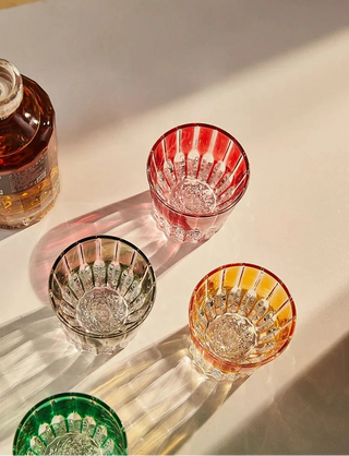 ribbed glass drinking cup, 200ml colored glass tumbler