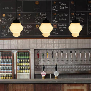Geometric jar glass pendant — retro milk white ceiling lamp