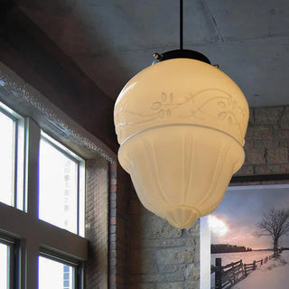 Retro jar glass pendant lamp in milk white for dining room