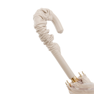 Ivory leather handle manual double cloth handmade Italian umbrella canopy