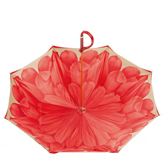 Luxury red handmade Italian double cloth acetate umbrella top view