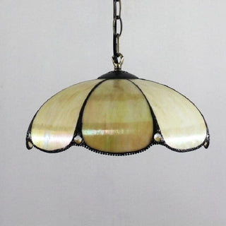 Tiffany Pendant Lamp – Amber Glass Golden Pendant Light With Iron Base Fixture