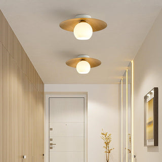 Bedroom natural wood ceiling lamp, modern warm glow fixture