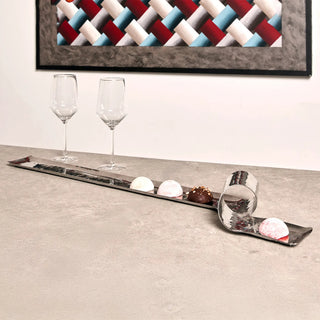 stainless steel tray rikan polished serving tray hammered finish wave design detail