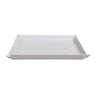 white leatherette office set tufted vegan leather desk organizer stainless steel accents display view