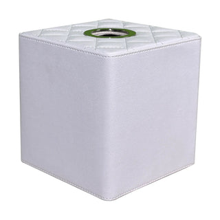 white leatherette office set tufted vegan leather desk organizer stainless steel accents overview