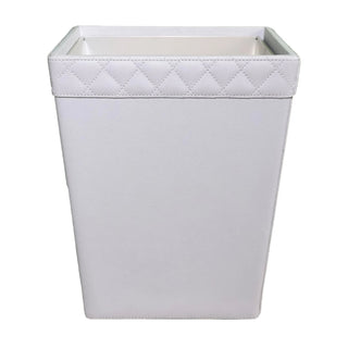 white leatherette office set tufted vegan leather desk organizer stainless steel accents alternate view