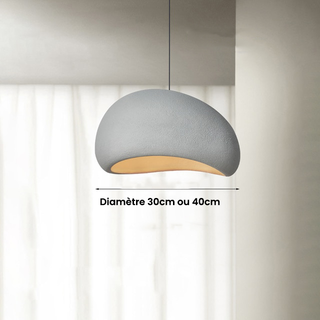 Designer Pendant Lamp – Nordic White Resin Dome with Soft Ambient Lighting