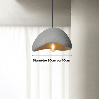 Designer Pendant Lamp – Nordic White Resin Dome with Soft Ambient Lighting
