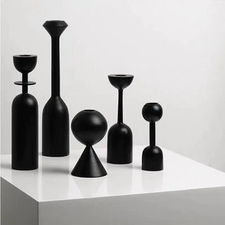 sahara candle holder set modern black wooden candle holders solid base set view