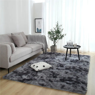 fluffy dark grey contare lisboa plush floor mat non slip front view