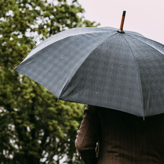 Bespoke gentleman leather handle water repellent handmade Italian umbrella back view