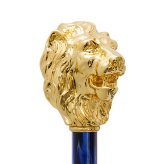 Luxury blue lion handle automatic handmade Italian men's umbrella angle
