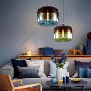 Pendant Lamp – Glass Pendant Light With E27 LED Bulbs & Warm Lighting Ambiance