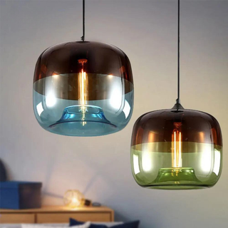 Pendant Lamp – Glass Pendant Light With E27 LED Bulbs & Warm Lighting Ambiance