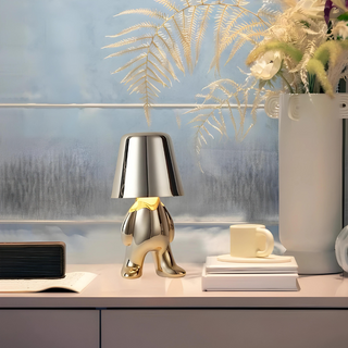 Designer warm lamp golden — resin LED ambient glow
