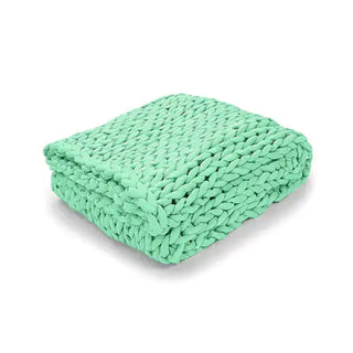 weighted knitted blanket wool comfort throw deep pressure touch angle view