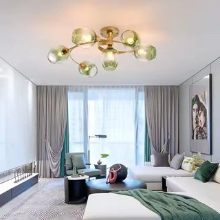 Modern Ceiling Light – Adjustable LED Fixture with Swivel Rings & Colorful Glass Shades
