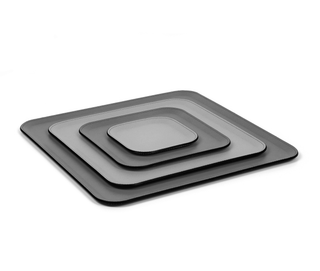 calfskin leather tray pinetti minimalist design square serving tray non-slip base detail