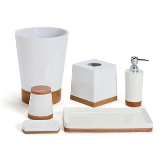 white resin 7-piece bathroom set durable hand-painted wood trim front view