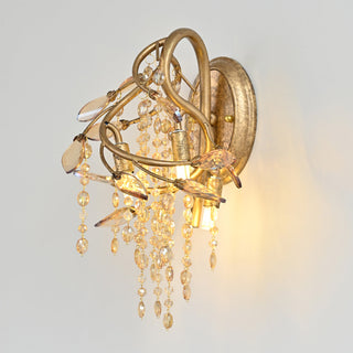 Vintage metal wall lamp autumn twilight crystal — decorative fixture