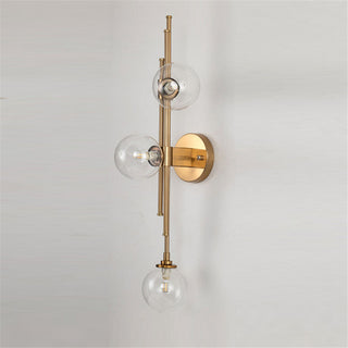 Three head glass globe vintage wall sconce — artistic frame