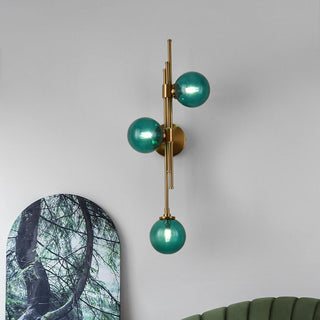 Vintage three heads glass wall lamp — artistic frame globe sconce