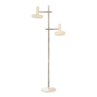 Bauhaus iron two-head floor lamp wide — vintage glass