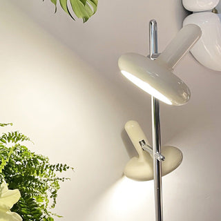 Two-head Bauhaus floor lamp setting — vintage iron wide