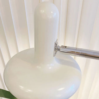Modern white disc table lamp wide — iron base ambient