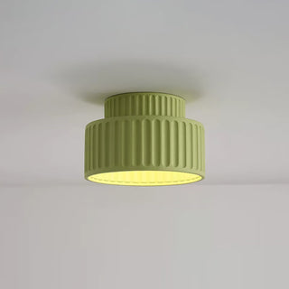 Drum shade ceiling light, vintage cream semi-flush mount