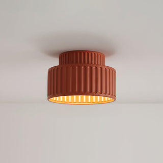 Vintage Drum Ceiling Lamp – Semi Flush Mount Light with Cream Drum Shade