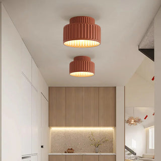 Vintage Drum Ceiling Lamp – Semi Flush Mount Light with Cream Drum Shade