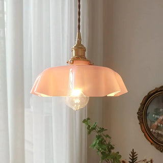 Suspension moderne à bord ruban de verre - Petite lampe romantique pour salon