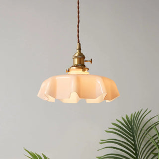 Romantic glass ceiling lamp with ruffled edge — living room