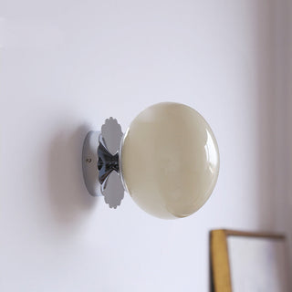 Vintage glass round head wall sconce E27 illuminated — fixture