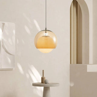 Vintage orange pendant with Bauhaus glass shade