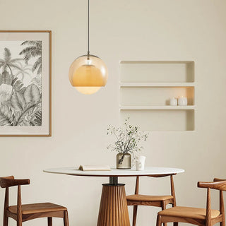 Vintage glass pendant with Bauhaus design in orange
