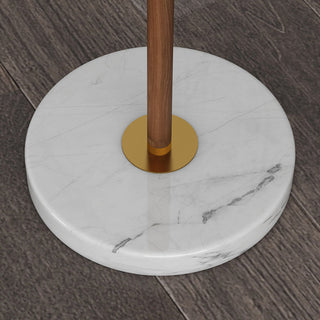 Vintage standing marble lamp — pleated metal warm glow