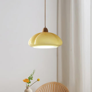 Vintage glass pumpkin pendant lamp with adjustable hanging — E27 socket