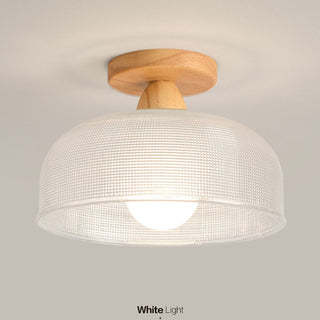 Wood glass ceiling fixture vintage E27 – solid installed