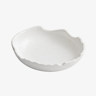 Pure-white irregular thick ceramic salad bowl