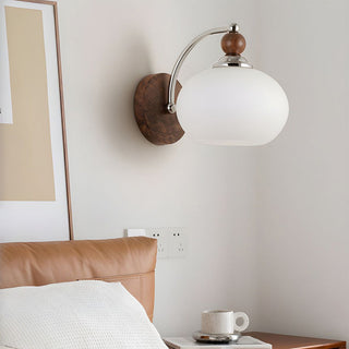 Mushroom glass wall sconce detail — dimmable contemporary fixture