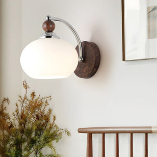 Contemporary mushroom wall lamp glass shade illuminated — dimmable