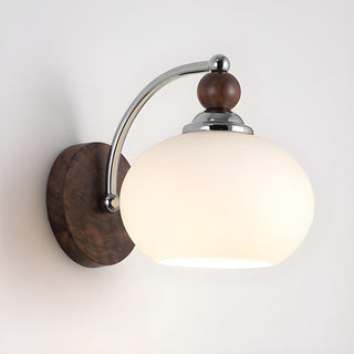 Mushroom glass wall light in bedroom — contemporary dimmable sconce