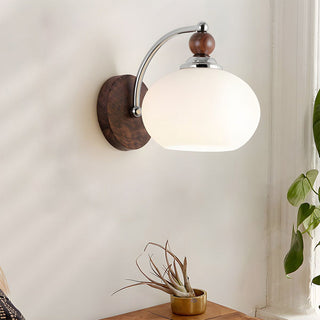 Contemporary mushroom wall light angle — dimmable glass shade