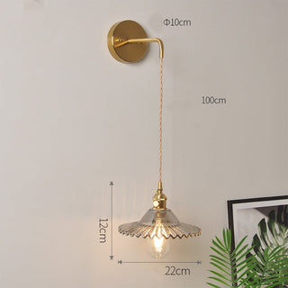 Nordic glass adjustable shade wall lamp brass — sconce