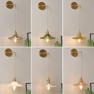 Nordic glass wall sconce adjustable brass shade — lamp