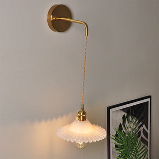 Nordic adjustable shade brass glass wall sconce — fixture